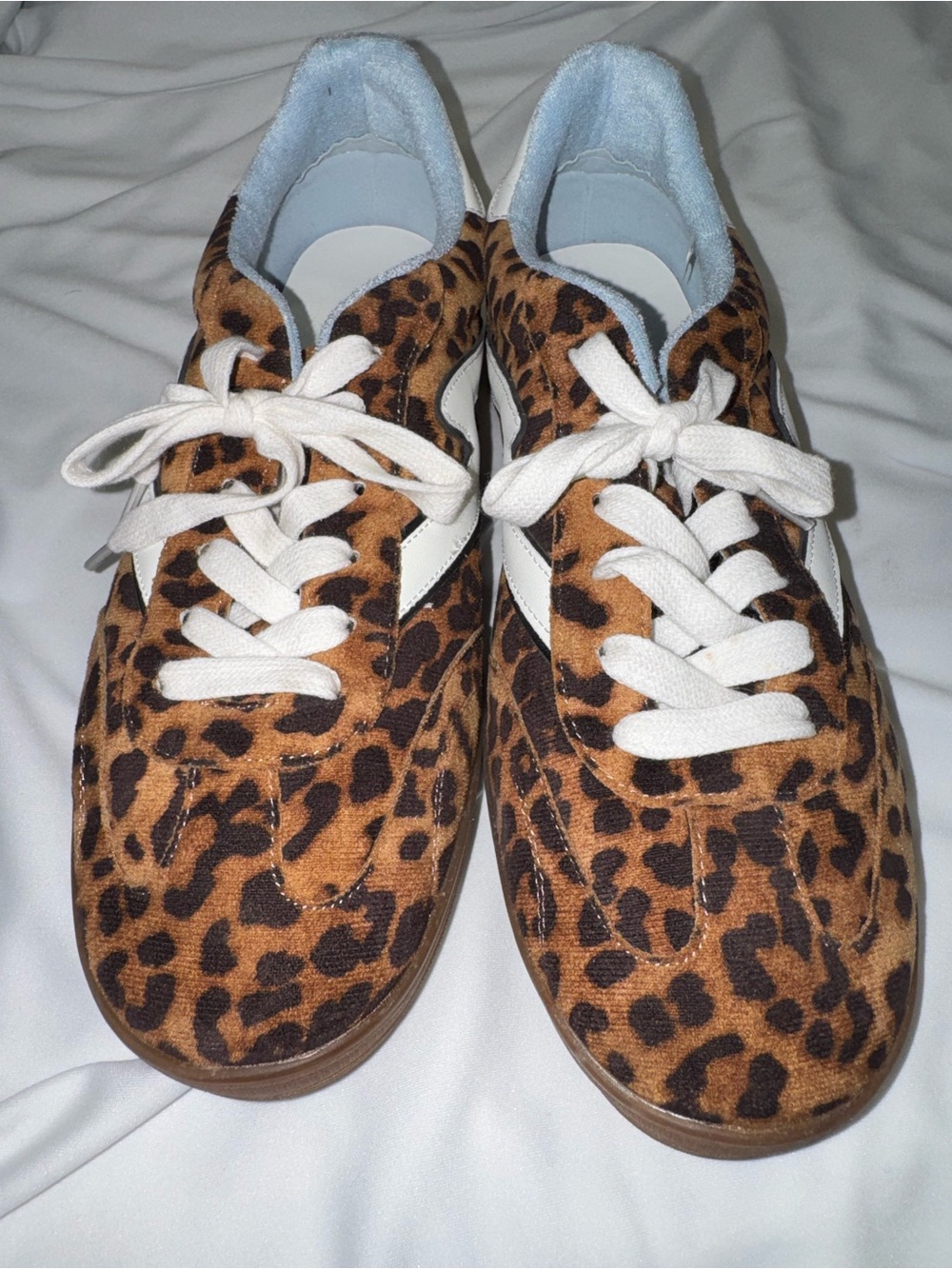 Madden Girl Leopard Print Lace-Up Sneakers in Brown and White